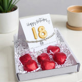 18th Birthday Cubic Zirconia Bracelet & Gold Balloons Mini Hamper